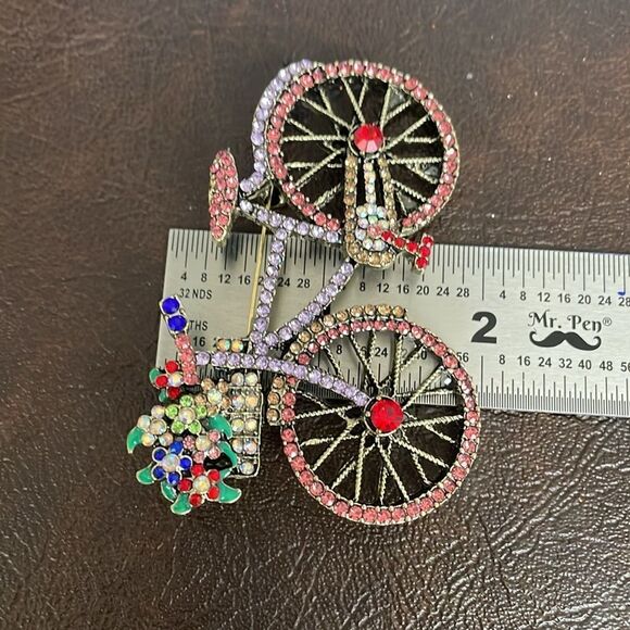 RHINESTONE BICYCLE BROOCH - Picture 4 of 4